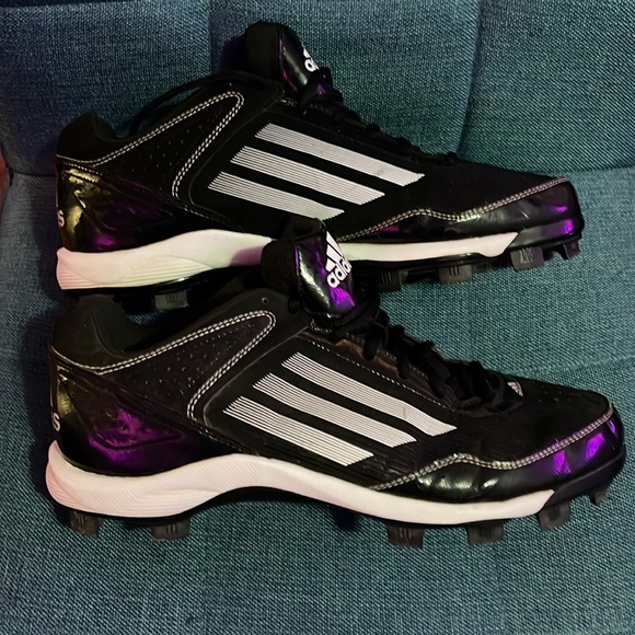 Adidas baseball cleats black and white size 12 - Picture 1 of 4